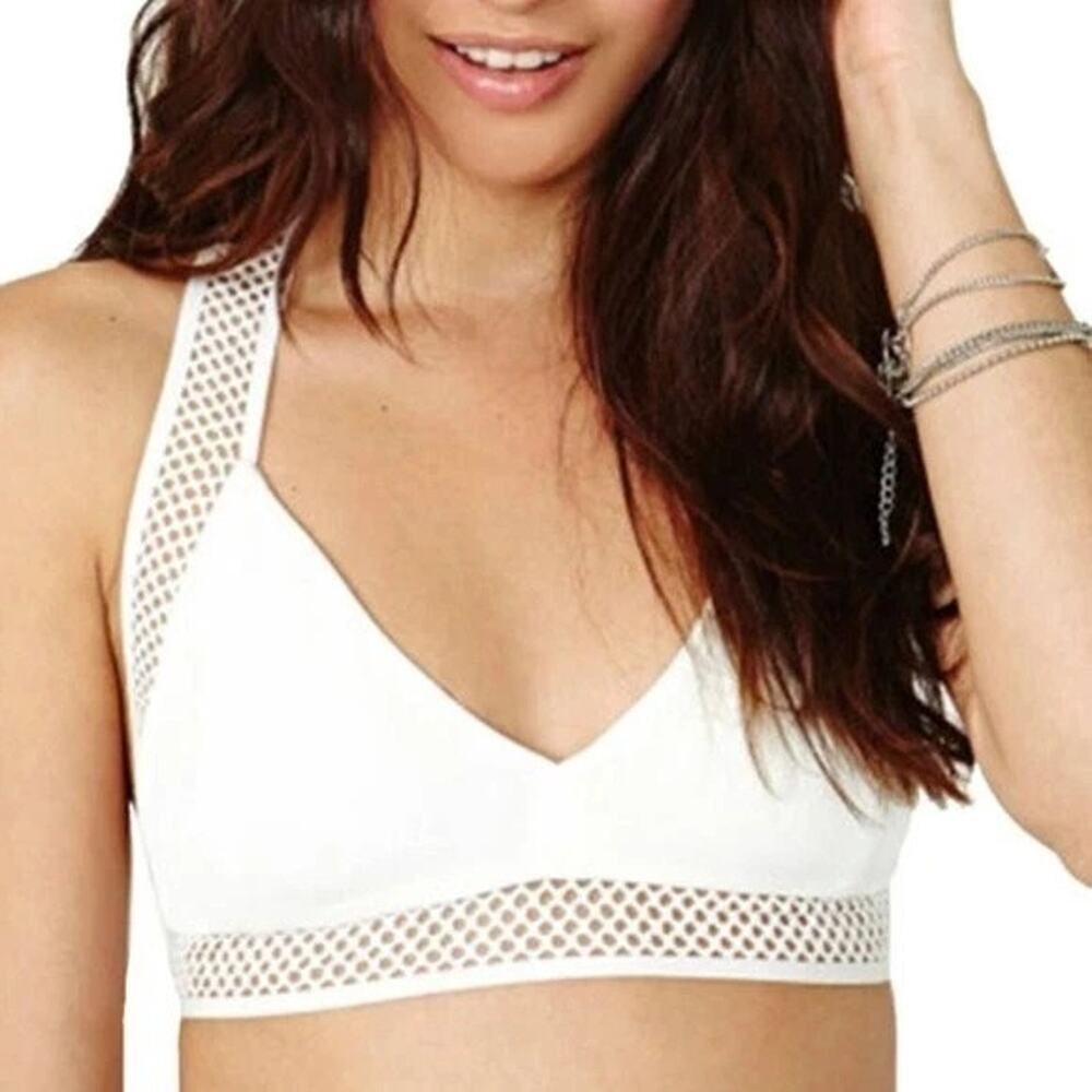 Rehab T-Back Mesh Bralette V-Neck Yoga Bra Low‎ Impact strap-back NOT PADDED, S